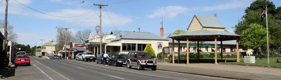 Shopfronts along the main street of Trentham, Victoria