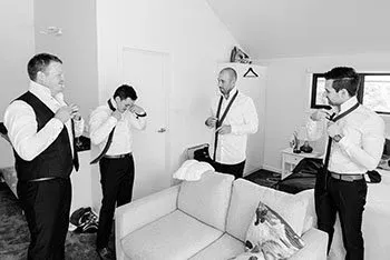Wedding photographs taken in the gardens at Trentham Lake Villas