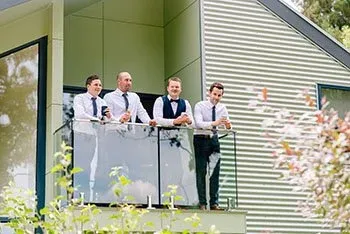 Wedding photographs taken in the gardens at Trentham Lake Villas